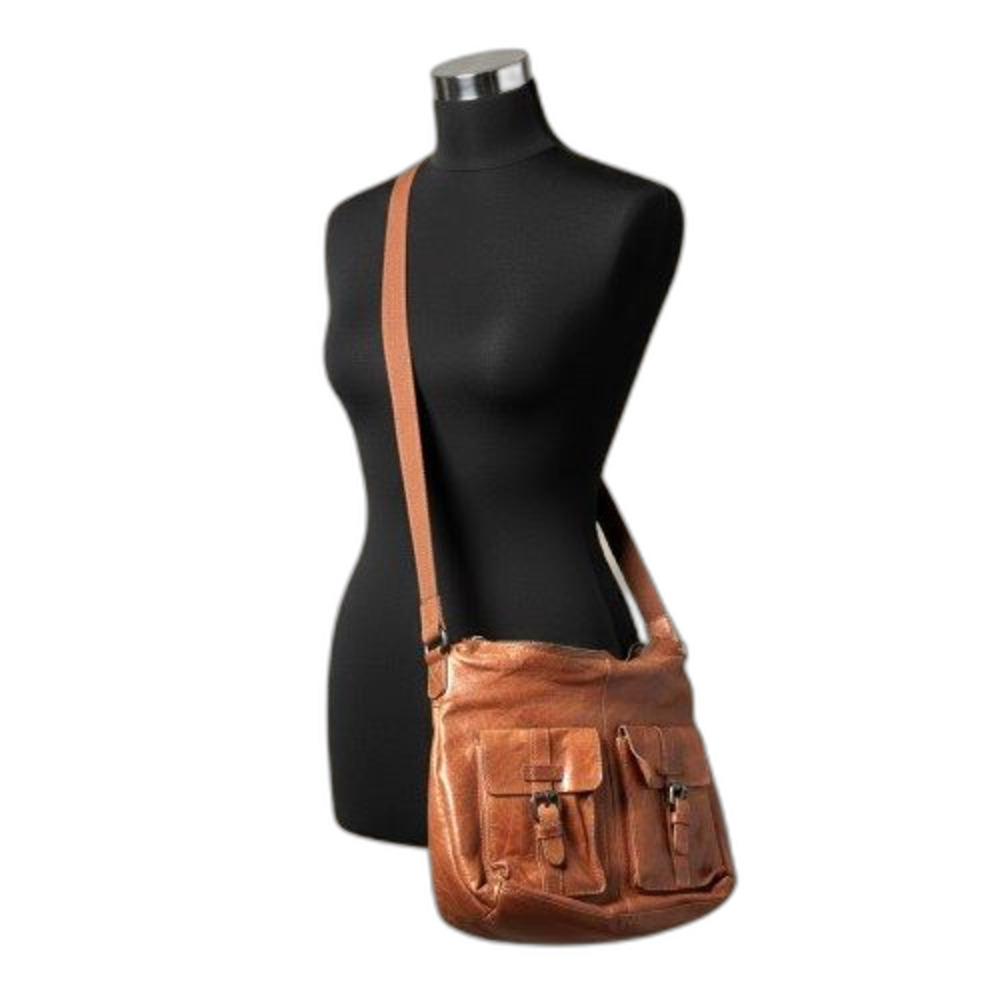 Spikes & Sparrow Cognac Leather Crossbody Bag - Distressed Vintage needs zipper